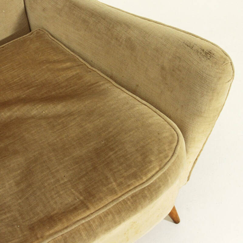 Fauteuil Italien vintage en velours - 1950