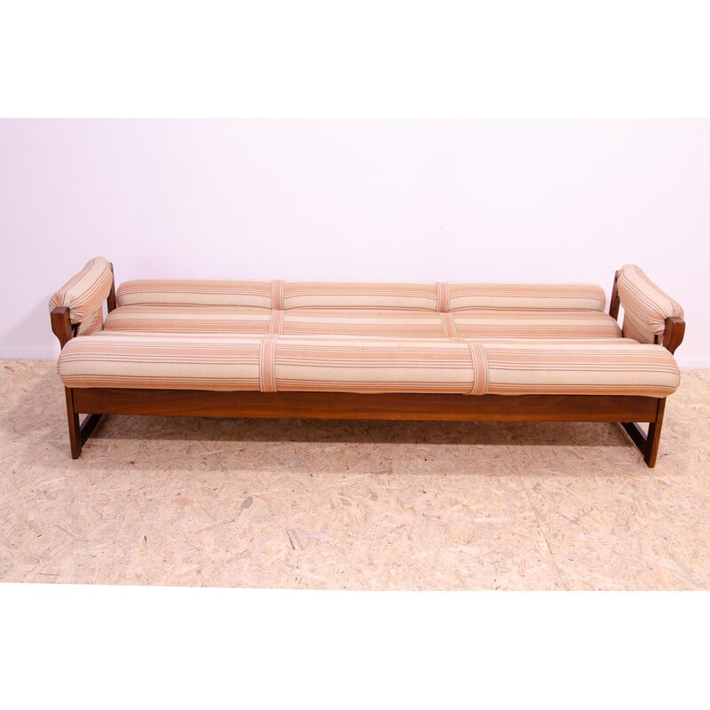 Vintage 3-seater sofa in beech wood and fabric for Hikor Písek, Czechoslovakia 1980