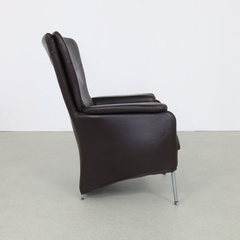 Vintage chocolate brown leather armchair, Netherlands 1990