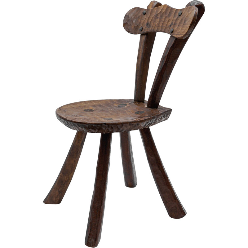 Cadeira provincial vintage esculpida, França 1960