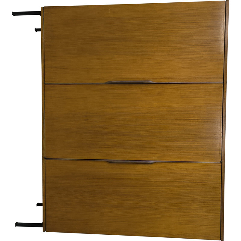 Vintage teak and metal wardrobe