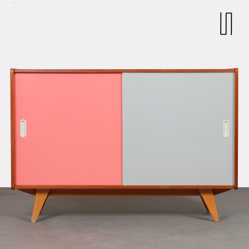 Vintage pink and white model U-452 chest of drawers by Jiri Jiroutek for Interier Praha, Czechoslovakia 1960