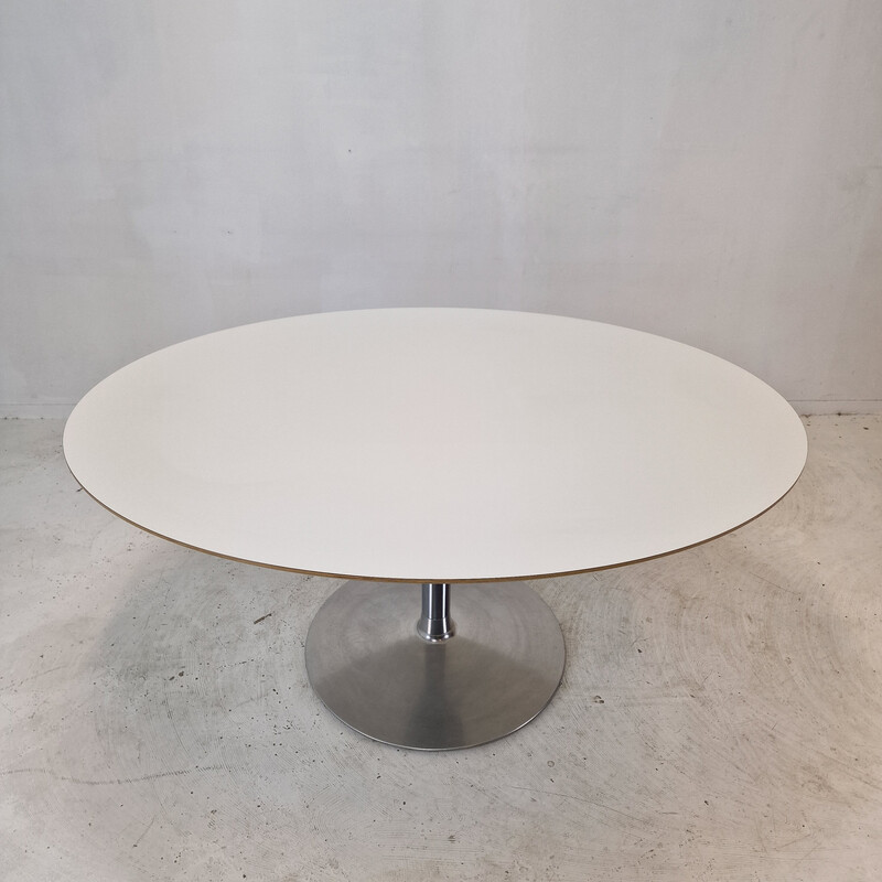 Tavolo da pranzo ovale vintage in legno impiallacciato bianco di Pierre Paulin per Artifort, 1960