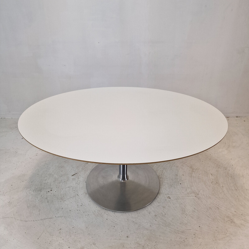 Vintage oval dining table in white wood veneer by Pierre Paulin for Artifort, 1960