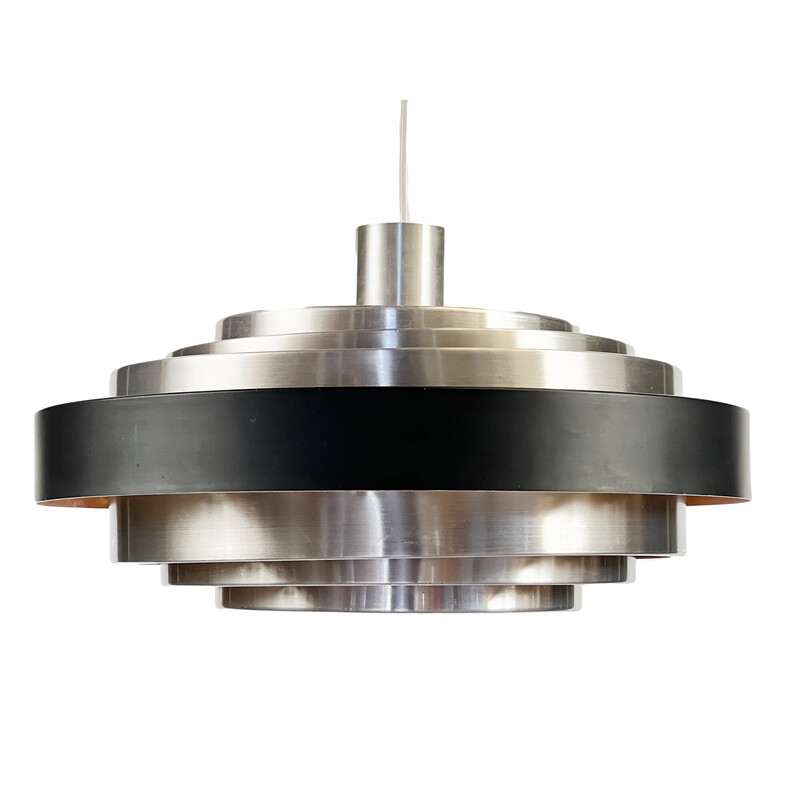 Vintage Space Age pendant lamp in brushed aluminum, Denmark 1960
