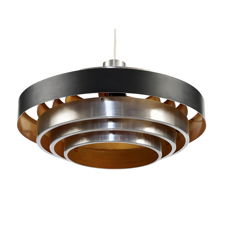Vintage Space Age pendant lamp in brushed aluminum, Denmark 1960