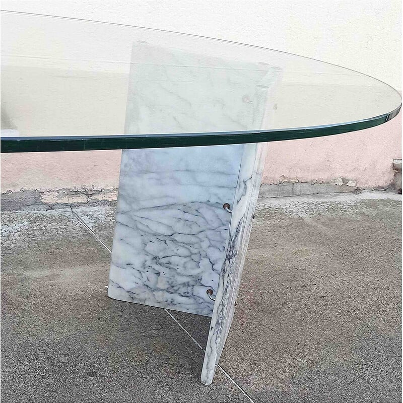Vintage-Esstisch aus Marmor und Glas, Italien 1970