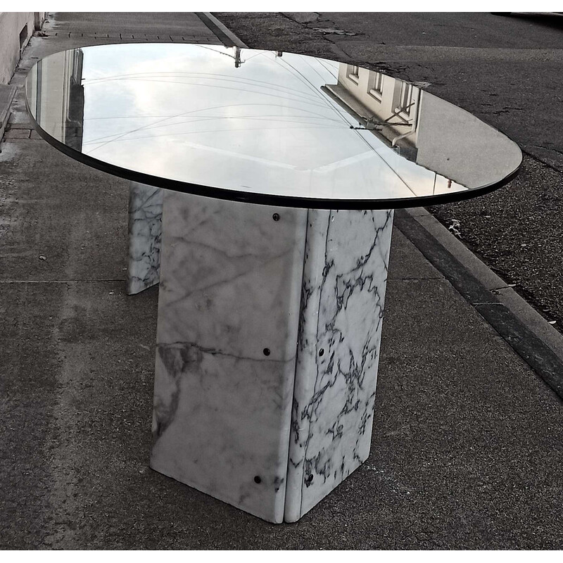 Vintage marble and glass dining table, Italy 1970