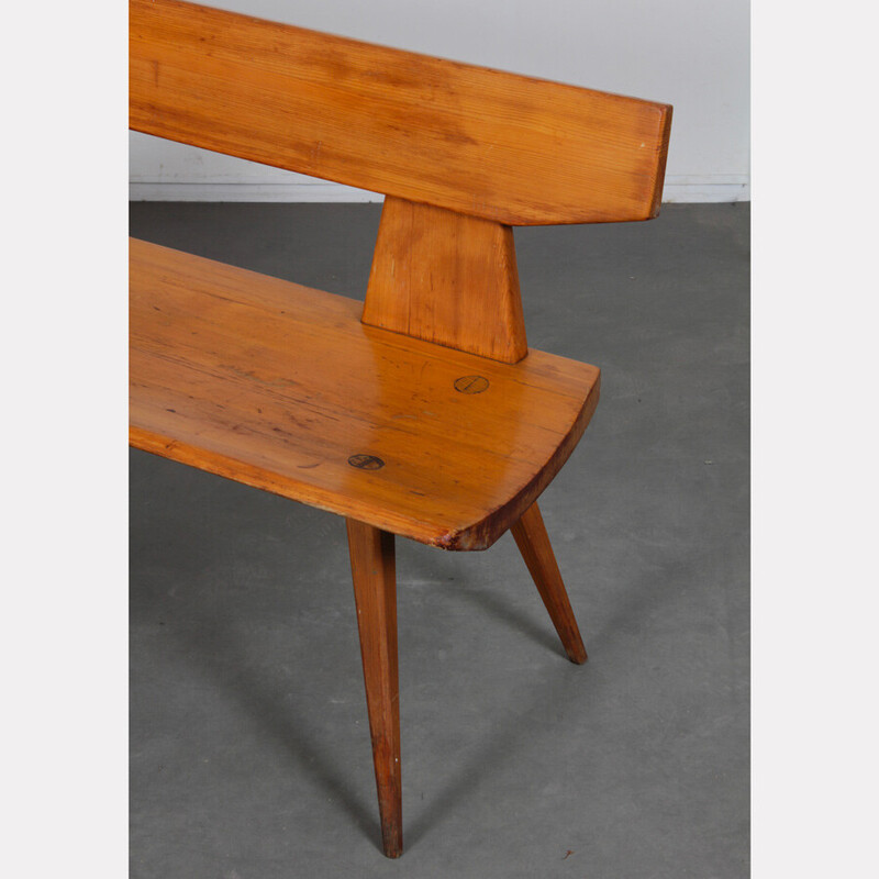 Vintage solid pine bench by Jacob Kielland-Brandt for I. Christiansen, 1960