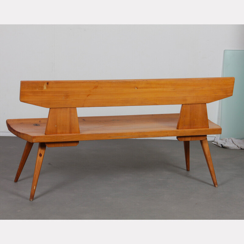 Vintage solid pine bench by Jacob Kielland-Brandt for I. Christiansen, 1960