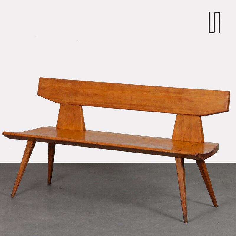 Vintage solid pine bench by Jacob Kielland-Brandt for I. Christiansen, 1960