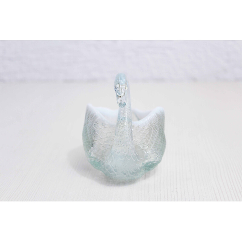 Vintage blue ouraline glass swan pocket for Burtles and Tate