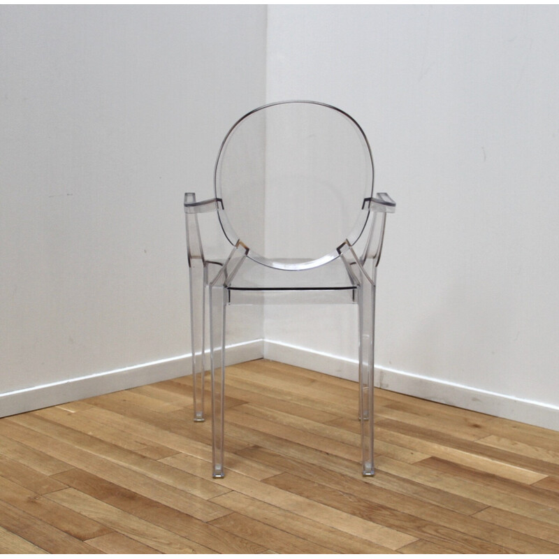 Pair of vintage transparent plastic chairs by Louis Ghost for Kartell