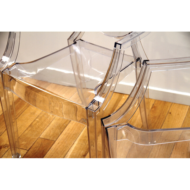 Pair of vintage transparent plastic chairs by Louis Ghost for Kartell