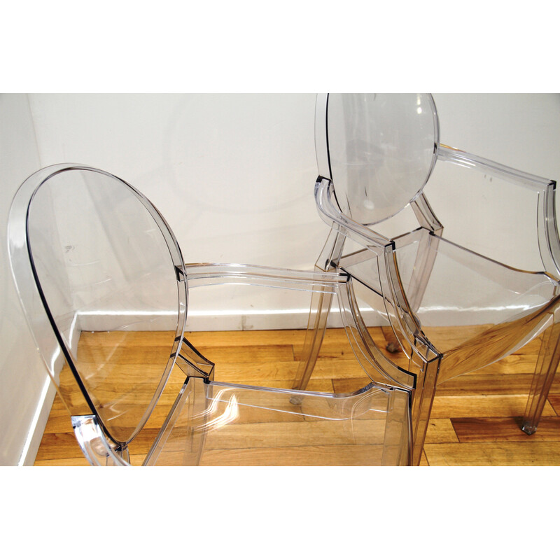 Paire de chaises vintage en plastique transparent par Louis Ghost pour Kartell