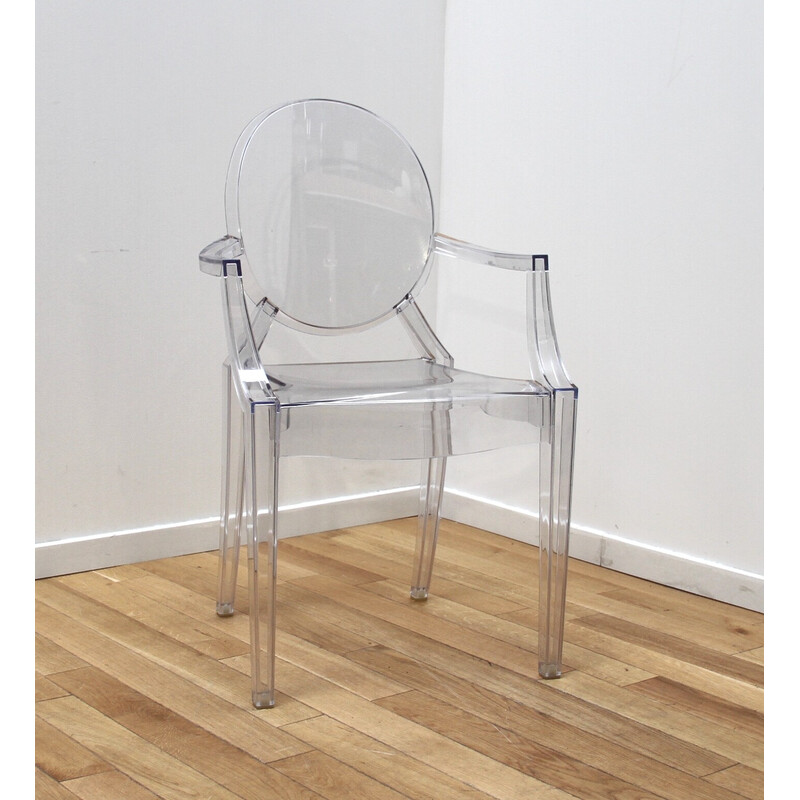 Paire de chaises vintage en plastique transparent par Louis Ghost pour Kartell