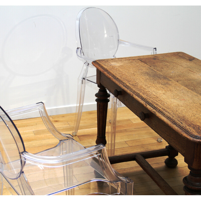 Paire de chaises vintage en plastique transparent par Louis Ghost pour Kartell