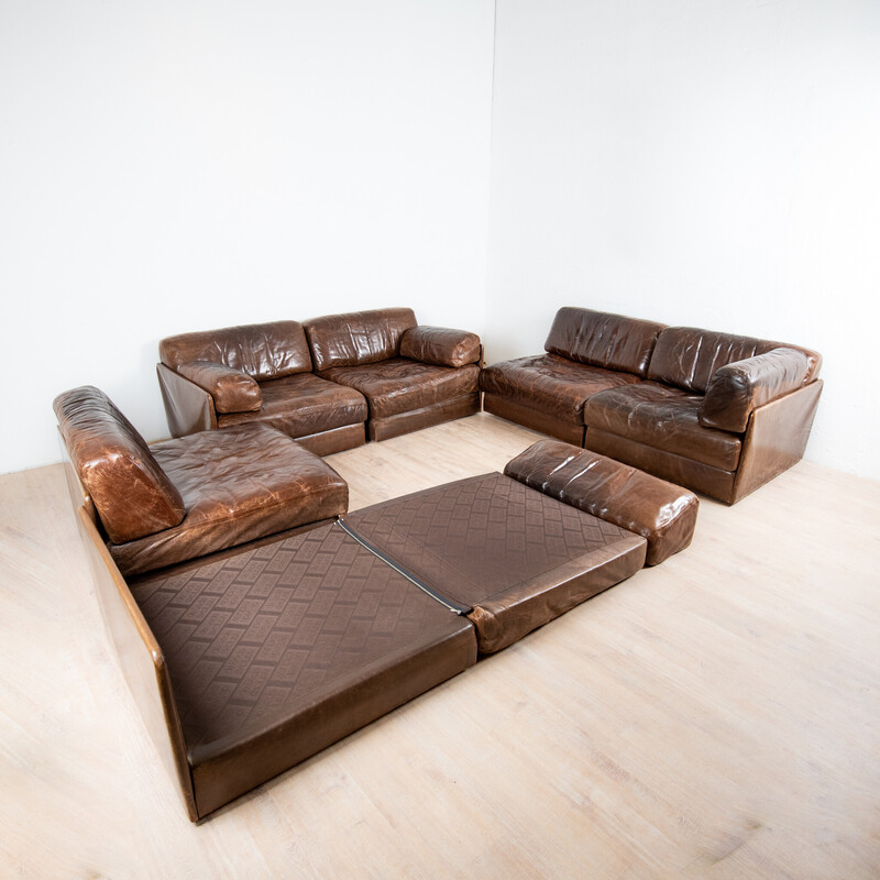 Vintage DS-76 leather living room set for De Sede, Switzerland 1970