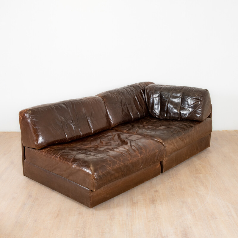 Vintage DS-76 leather living room set for De Sede, Switzerland 1970