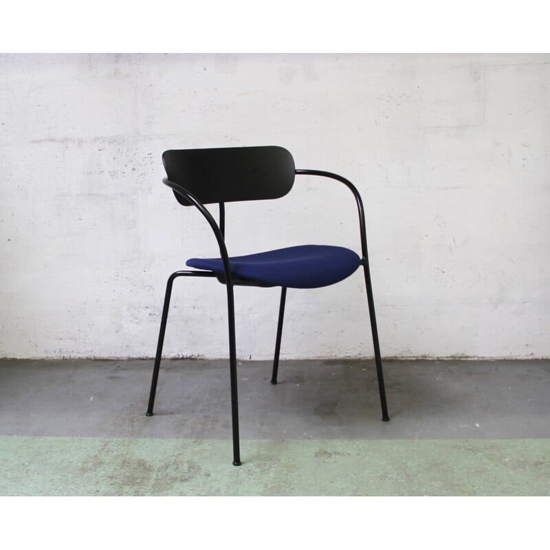 Cadeira vintage Pavilion AV4 em metal manchado de preto e madeira por Anderss et Voll para