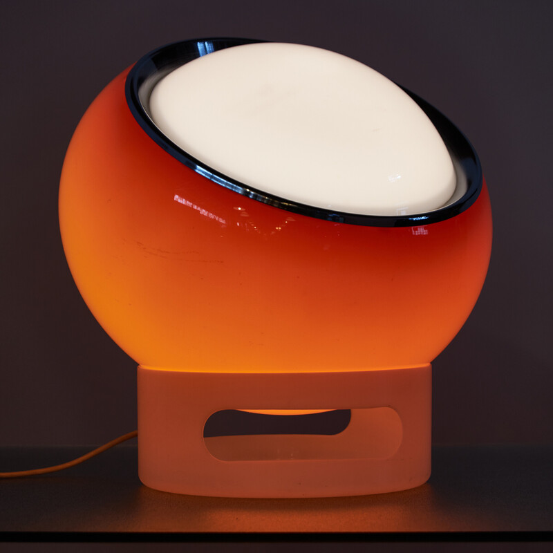 Lámpara de pie vintage Space Age naranja en plástico y metal de Harvey Guzzini para Meblo, 1968