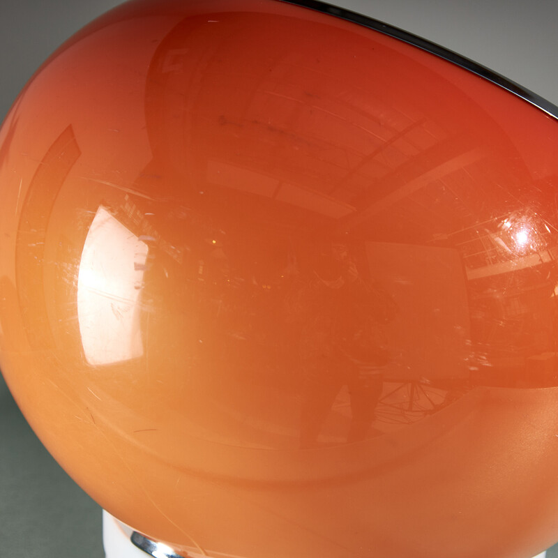 Lampada da terra vintage Space Age arancione in plastica e metallo di Harvey Guzzini per Meblo, 1968