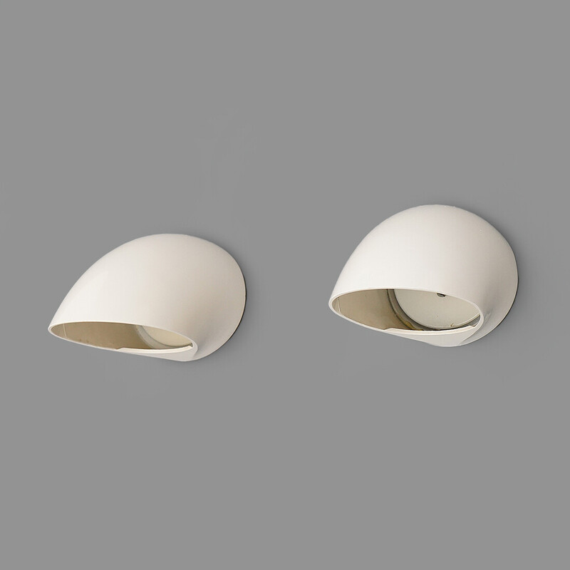 Pair of vintage "1195" wall lamp in white metal by Elio Martinelli for Martinelli, Italy 1970