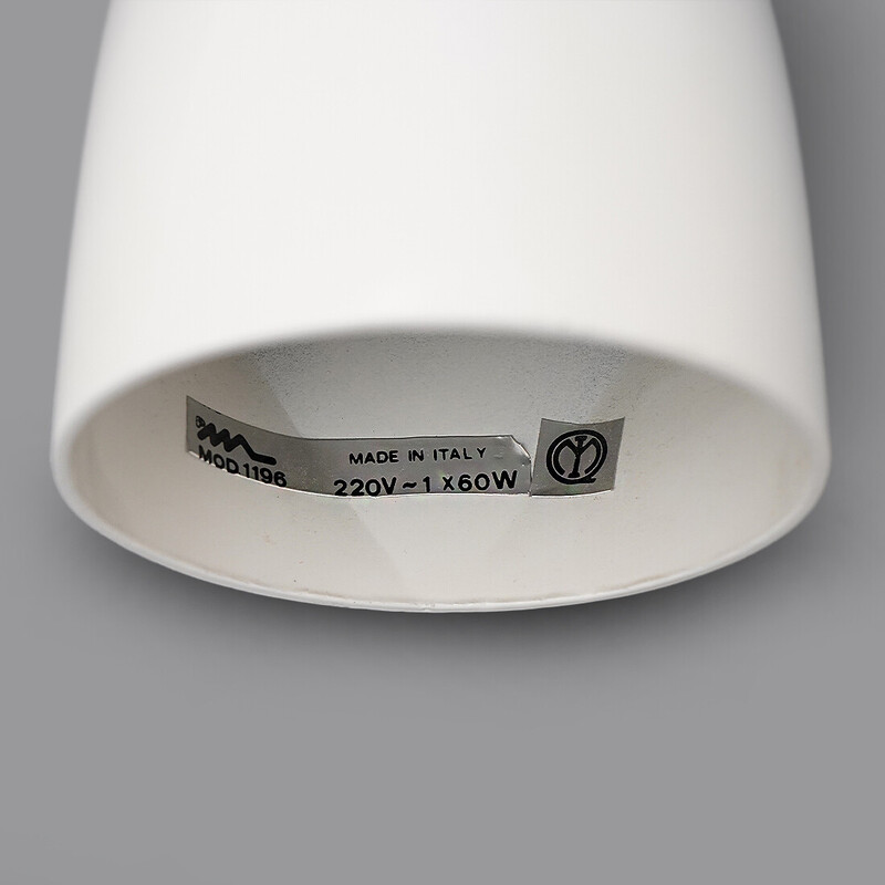 Coppia di lampade da parete "1196" in metallo bianco di Elio Martinelli per Martinelli, Italia 1970