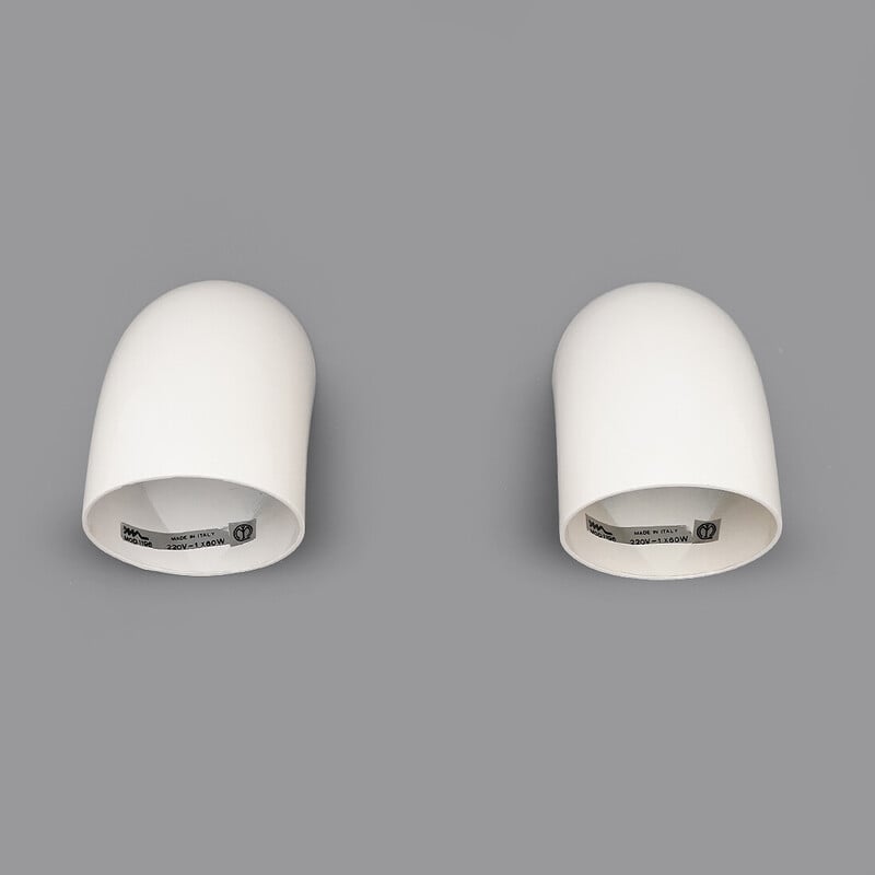 Pair of "1196" wall lamp in white metal by Elio Martinelli for Martinelli, Italy 1970