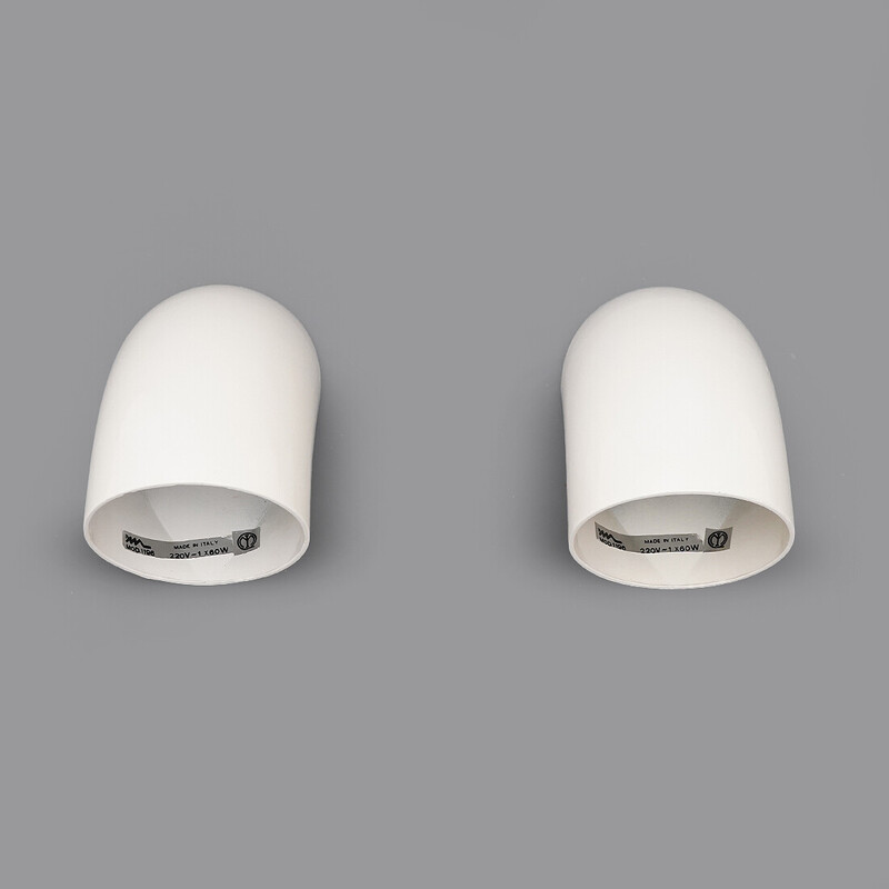 Pair of "1196" wall lamp in white metal by Elio Martinelli for Martinelli, Italy 1970