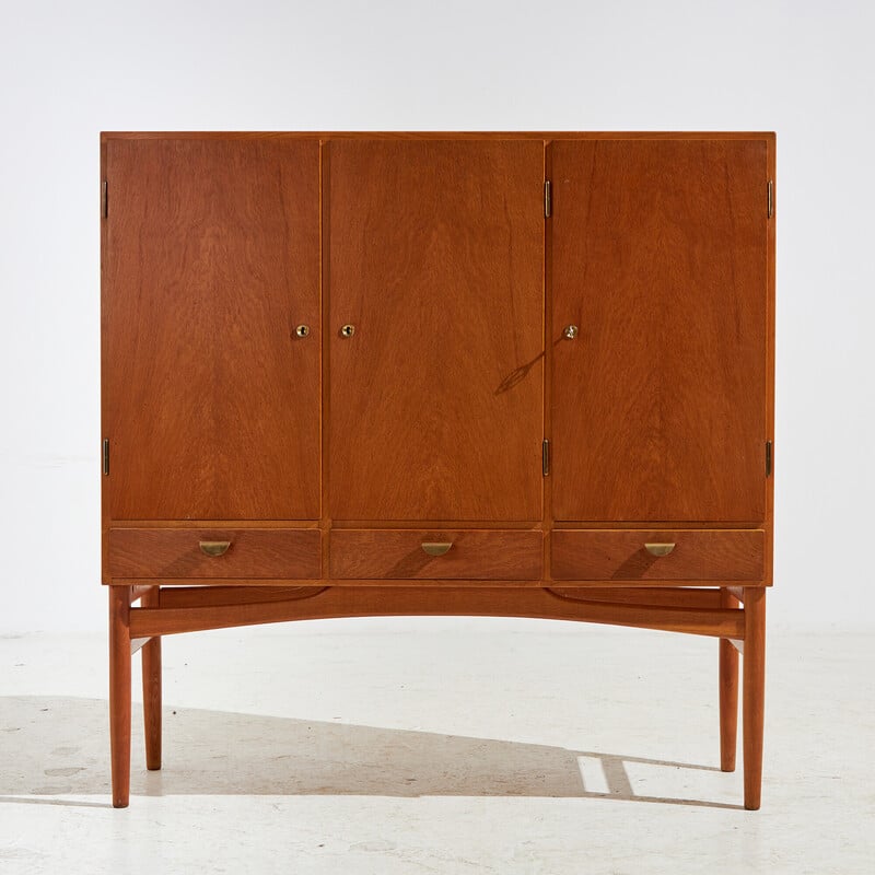 Vintage high sideboard in beech by Poul M. Volther for Fdb Møbler, 1950