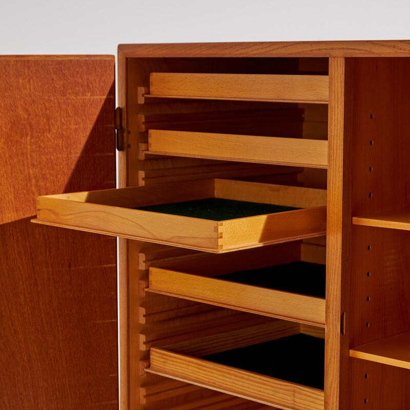 Vintage high sideboard in beech by Poul M. Volther for Fdb Møbler, 1950