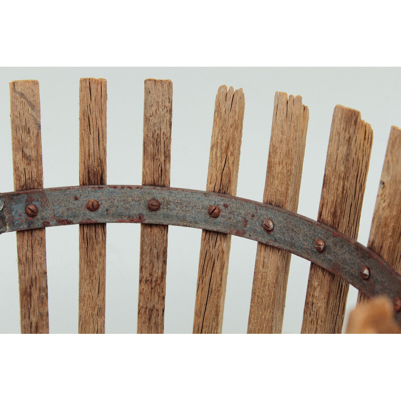 Vintage wooden and iron slat planter, 1960