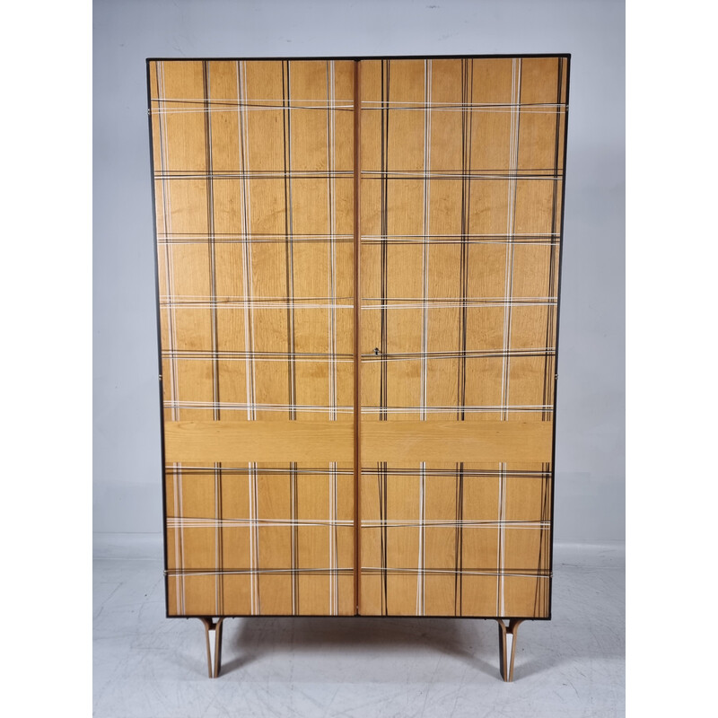 Armoire vintage en bois décoré, 1970