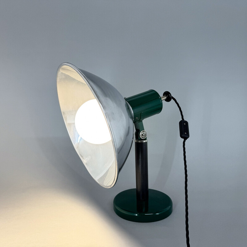 Lampe de table industrielle vintage en métal et bois de hêtre, 1970