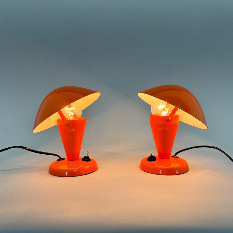 Pair of vintage metal mushroom lamps by Napako, Czechoslovakia 1970