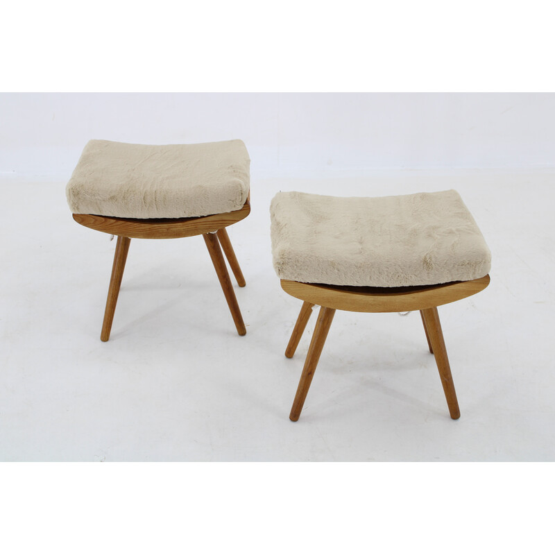 Pair of vintage ash stools, Czechoslovakia 1960