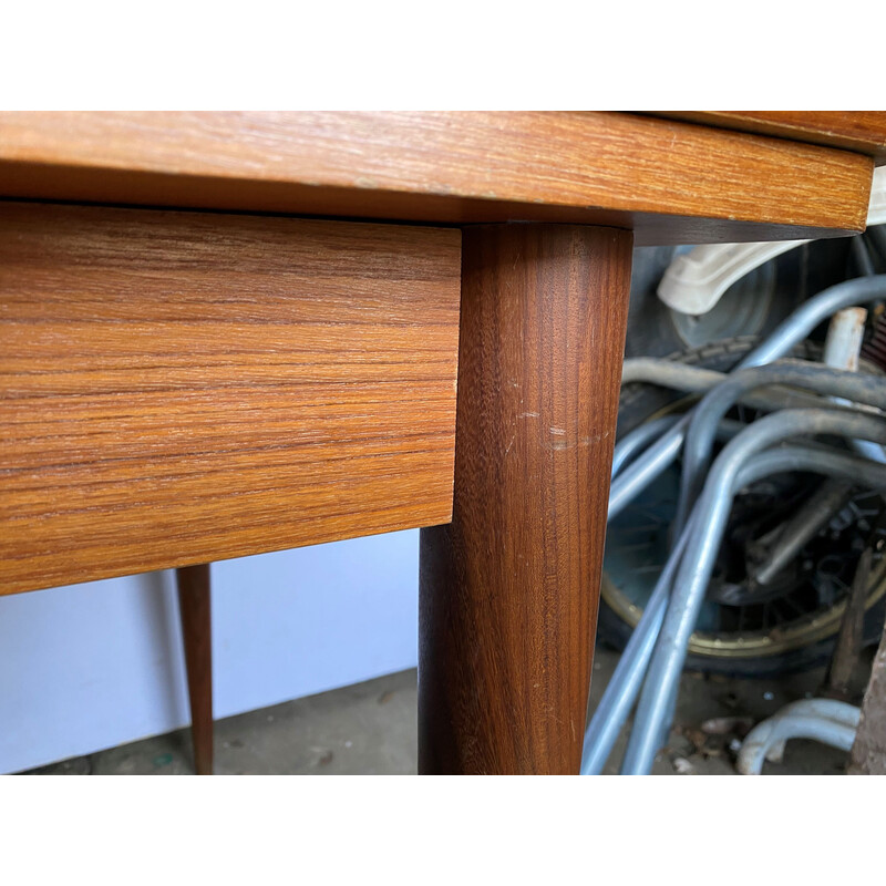 Vintage extendable teak table with 2 extensions, 1960