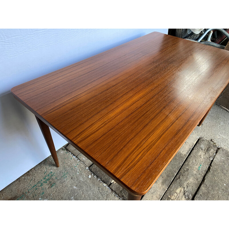 Vintage extendable teak table with 2 extensions, 1960