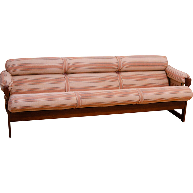 Vintage 3-Sitzer Sofa aus Buchenholz und Stoff für Hikor Písek, Tschechoslowakei 1980