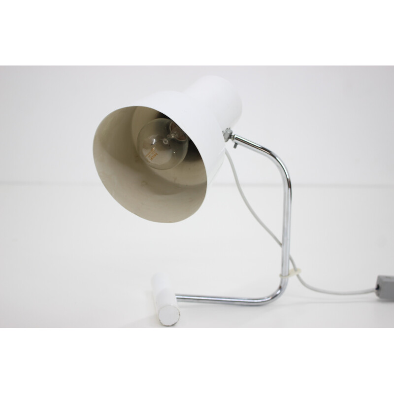 Vintage white lamp in lacquered metal and chrome by Josef Hurka, Czechoslovakia 1960