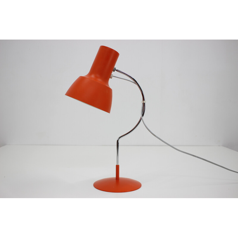 Paire de lampes de bureau vintage rouge orange par Josef Hurka, Tchécoslovaquie 1960