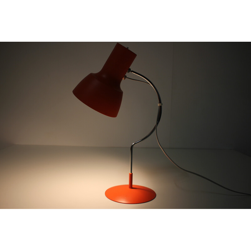 Pair of vintage red orange desk lamps by Josef Hurka, Czechoslovakia 1960