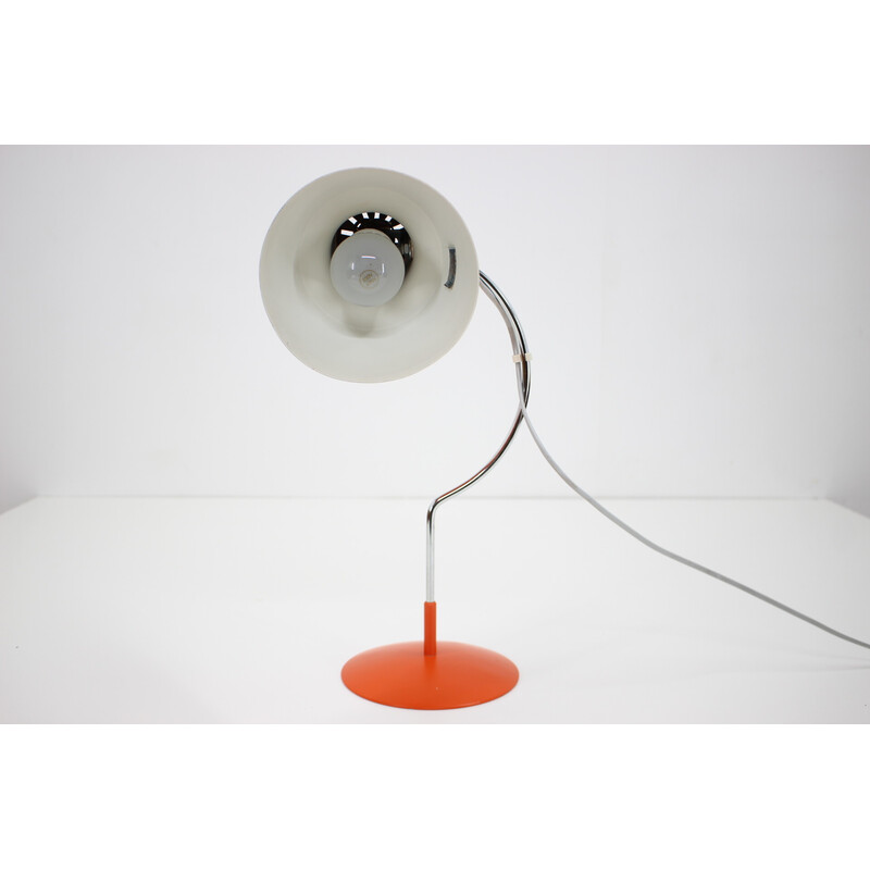 Paire de lampes de bureau vintage rouge orange par Josef Hurka, Tchécoslovaquie 1960