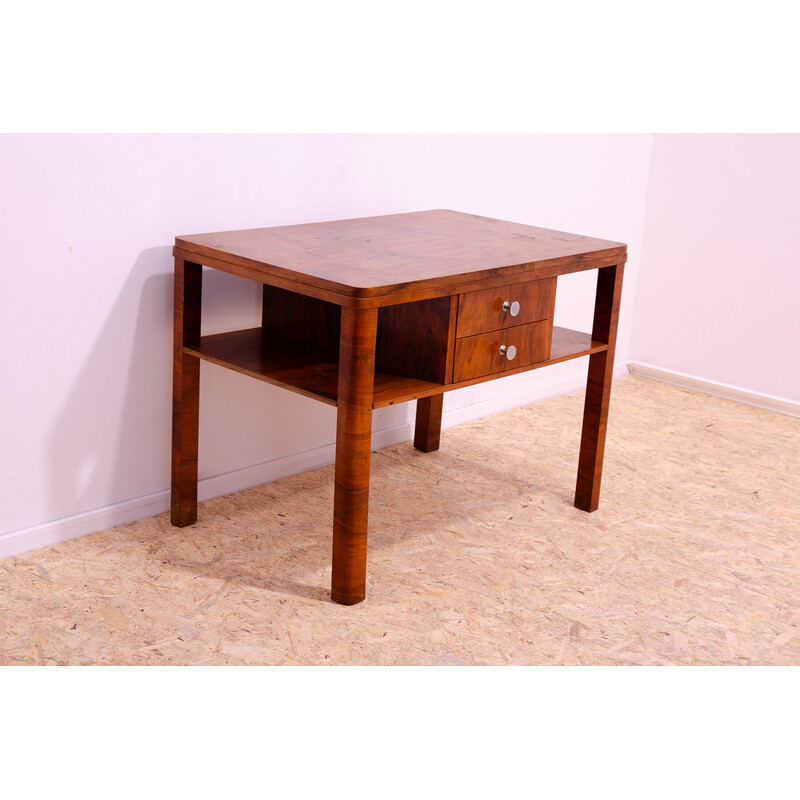 Vintage Art Deco side table in walnut wood, Czechoslovakia 1930