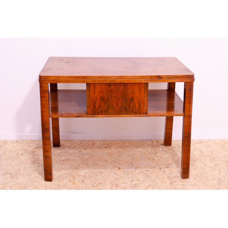 Vintage Art Deco side table in walnut wood, Czechoslovakia 1930