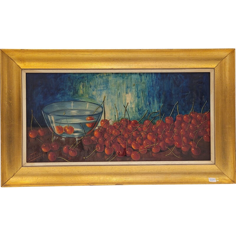 Quadro vintage representando dezenas de cerejas vermelhas de José Luis Capitaine