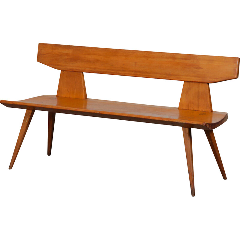 Vintage solid pine bench by Jacob Kielland-Brandt for I. Christiansen, 1960