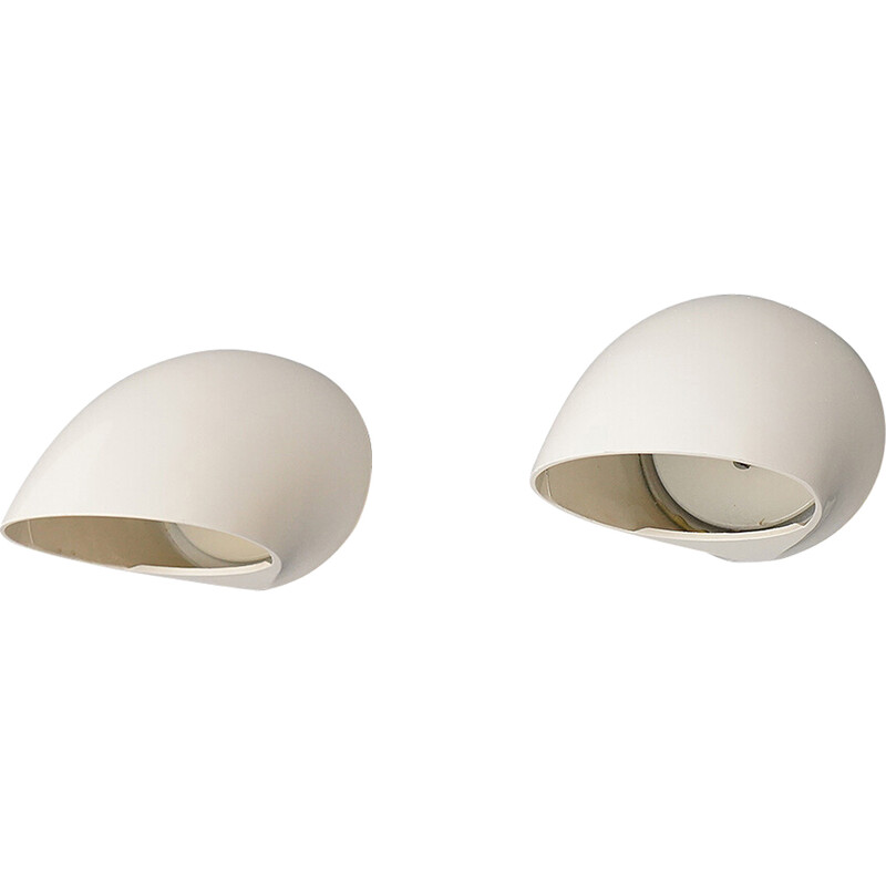 Pair of vintage "1195" wall lamp in white metal by Elio Martinelli for Martinelli, Italy 1970