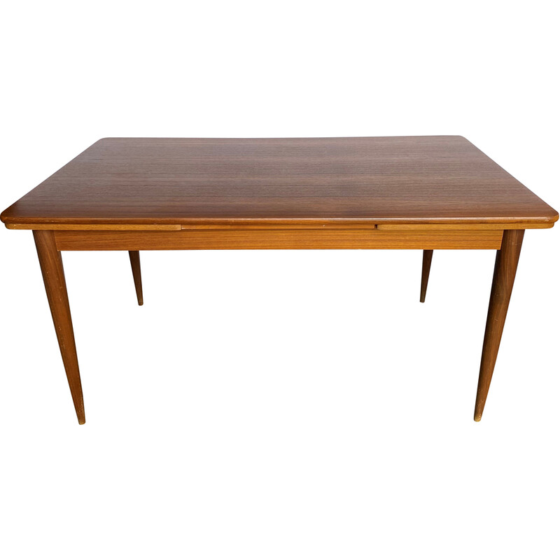 Vintage extendable teak table with 2 extensions, 1960